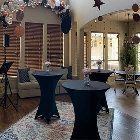 Tina's easy-care tablecloth is machine washable for quick event prep.