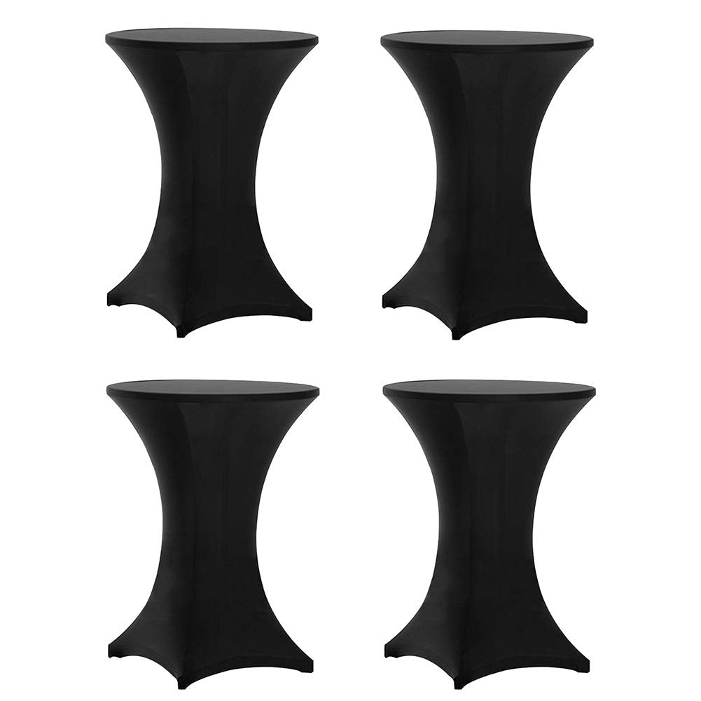Tina's highboy spandex cover front view, elegant black finish for weddings and events.