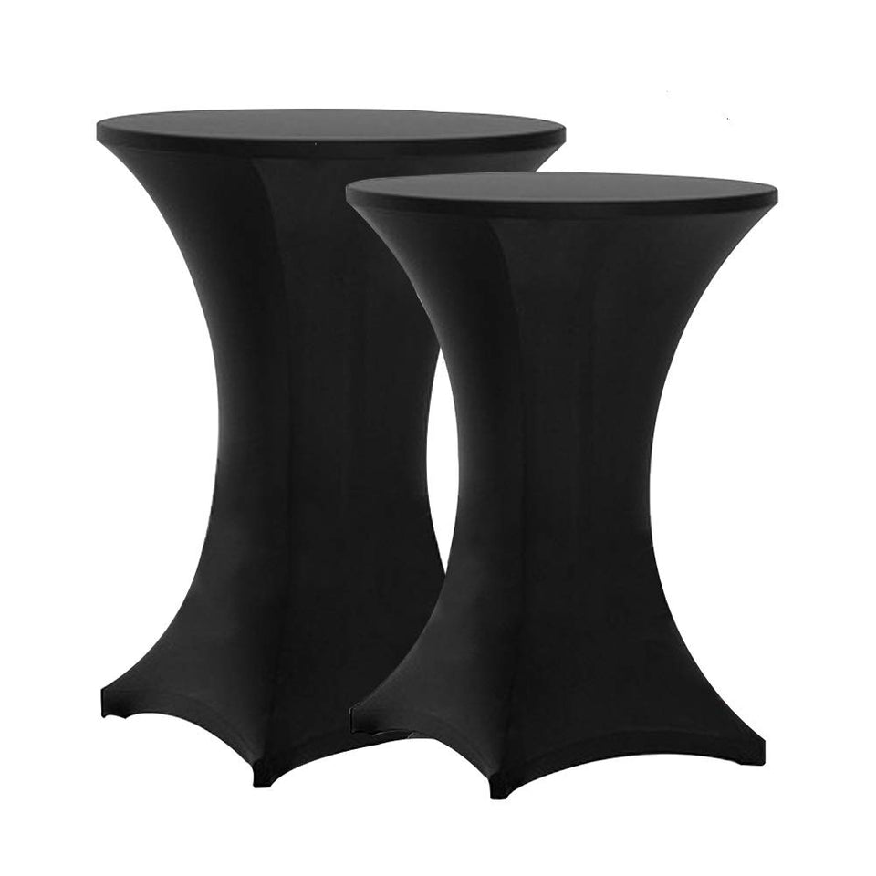 Tina's highboy spandex table cover for 32x43 fits snugly with a sleek black finish.