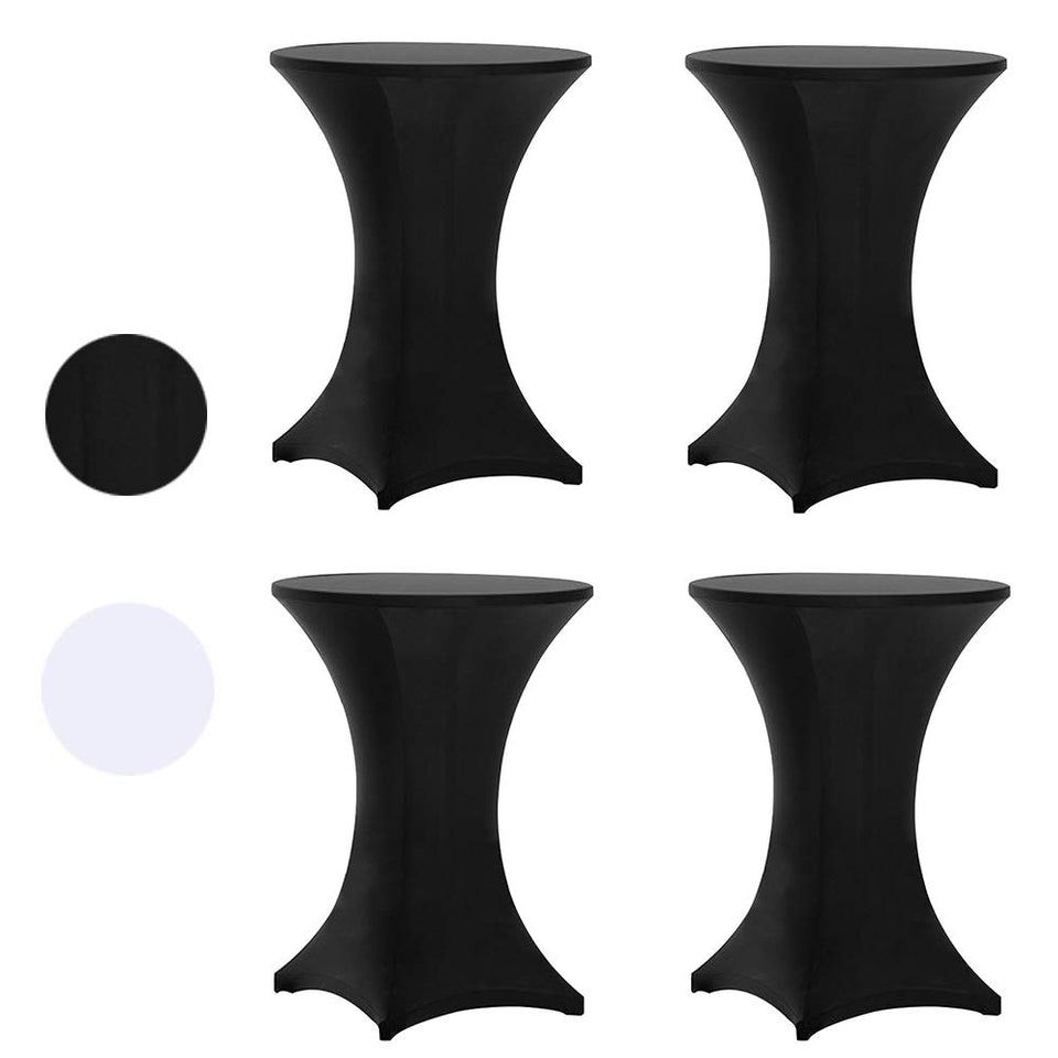 Tina's highboy spandex table cover on a round 36-inch table for a sleek event setup.