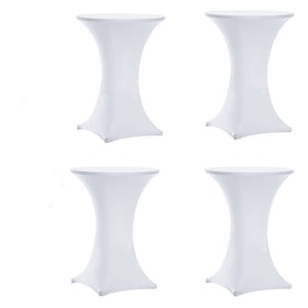 Tina's spandex cocktail table cover on a 30x42 table for a sleek, seamless event display