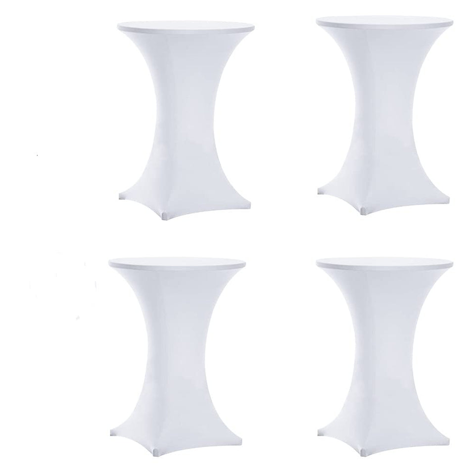 Tina's spandex cocktail table cover on a 30x42 table for a sleek, seamless event display