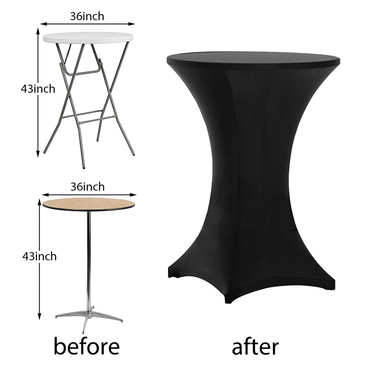 Tina's stretch tablecloth at a tall table highlights easy care and reuse.