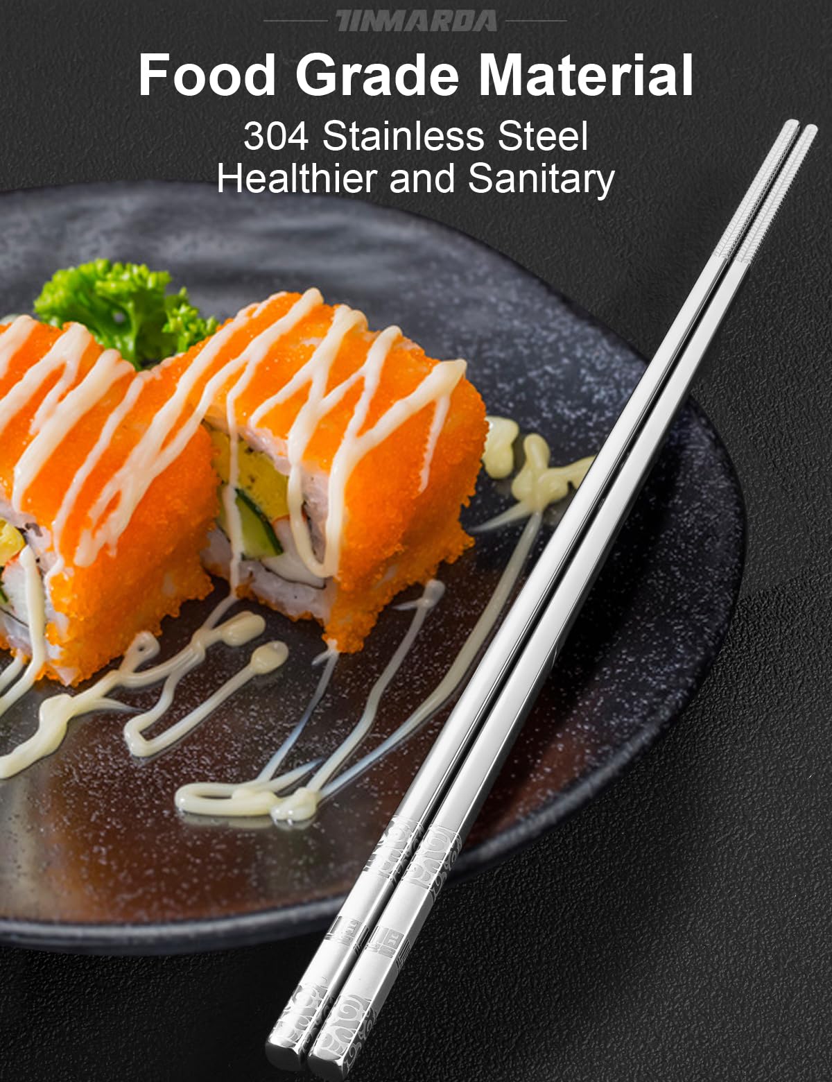 TINMARDA dishwasher-safe chopsticks simplify cleanup and reusability.