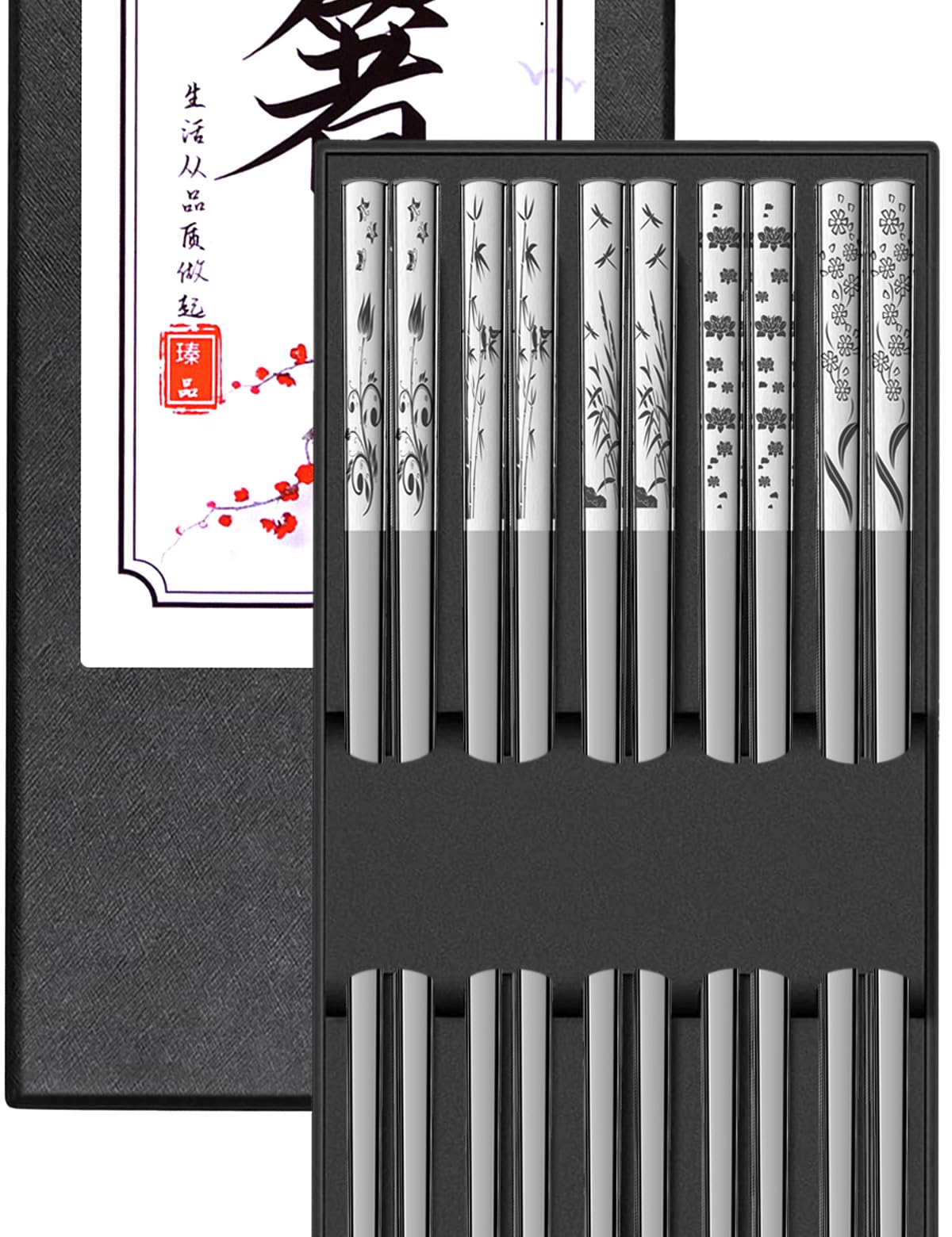 TINMARDA metal chopsticks with engraved pattern for elegant dining and secure grip