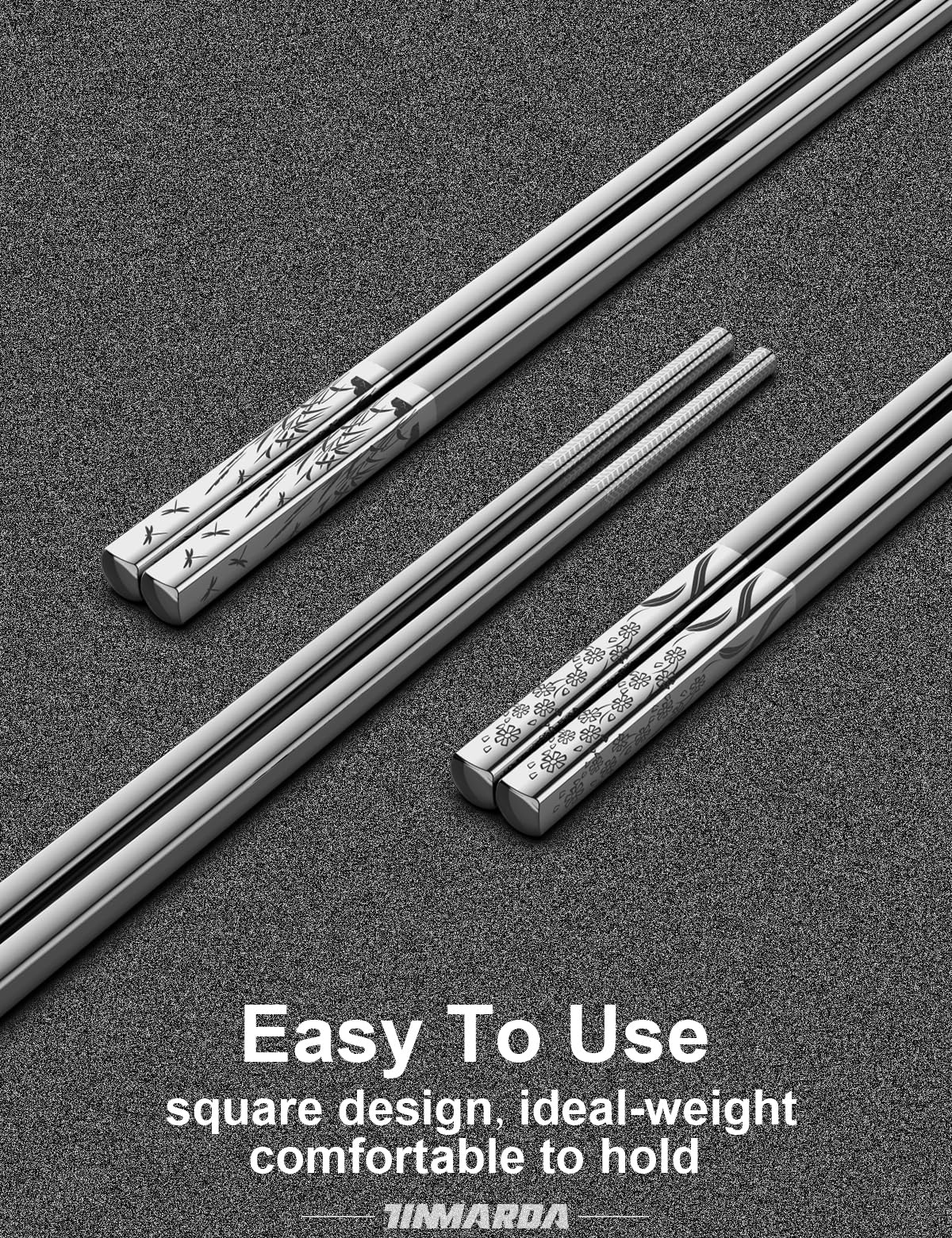 TINMARDA metal chopsticks with pattern variety ideal for gifting and daily use