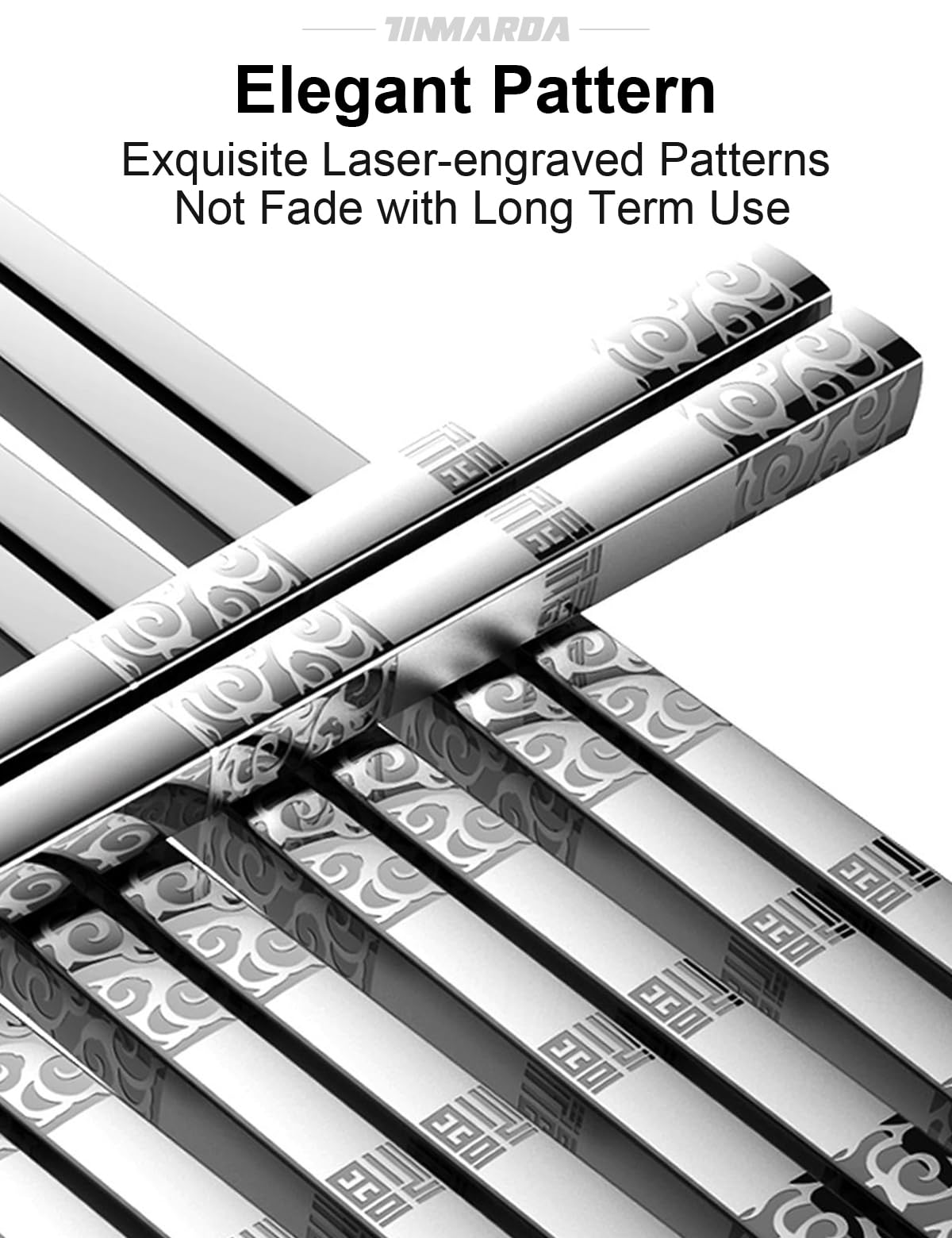 TINMARDA stainless steel chopsticks, five pairs, durable and reusable for everyday meals.