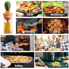 2-in-1 oil dispenser design for spray and direct baste in cooking.