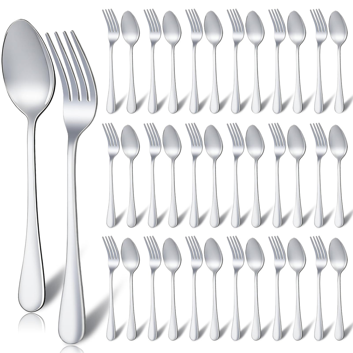 TINSKY 48pc spoons and forks set for dinner service, balanced for everyday meals.