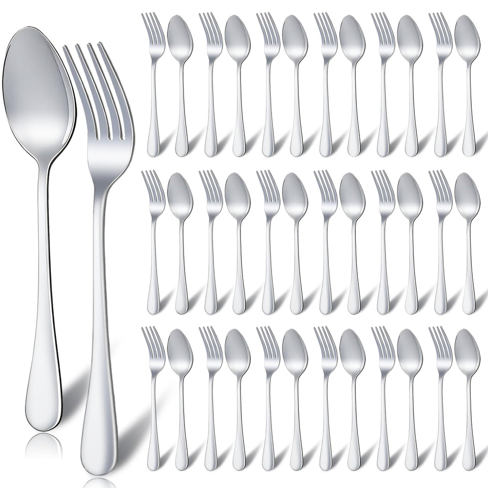TINSKY 48pc spoons and forks set for dinner service, balanced for everyday meals.
