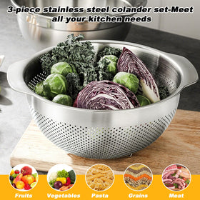 TINSKY colander base provides stable balance during heavy rinsing tasks.