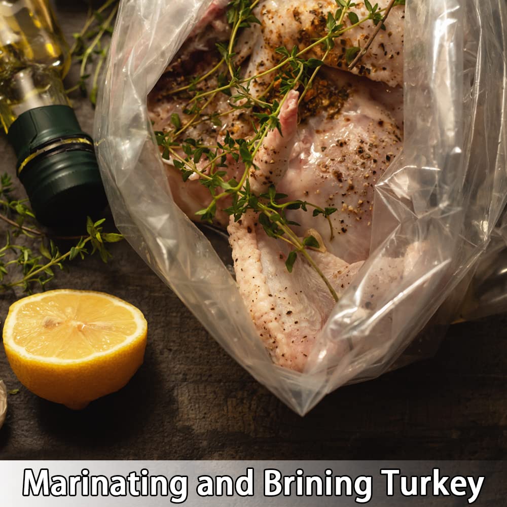 TINSKY turkey-brine bag close-up showing 20x24 inch size for fresh meat.