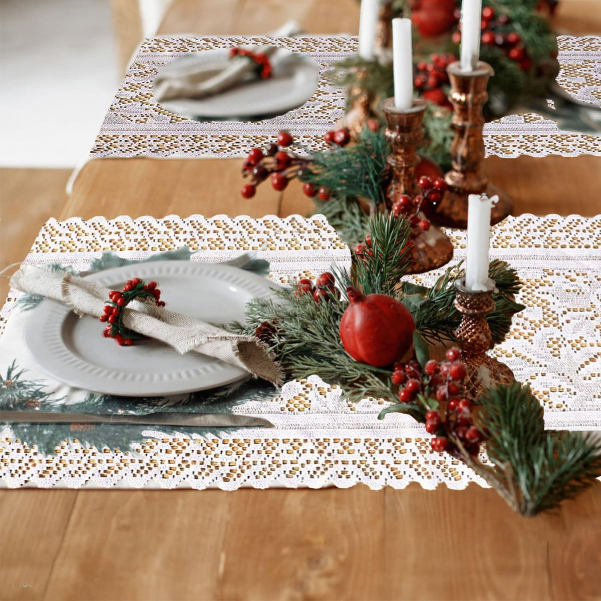 Tinsow cotton crochet lace runner suits coffee tables, buffets, and consoles.