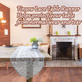 Tinsow two-pack white lace runner offers versatile protection and styling options.