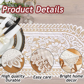 Tinsow white crochet lace doilies overlay adds decorative texture to any surface.