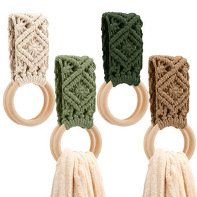 Tioncy 4-pcs crochet towel holder set close-up shows textured knit for stylish kitchen use.