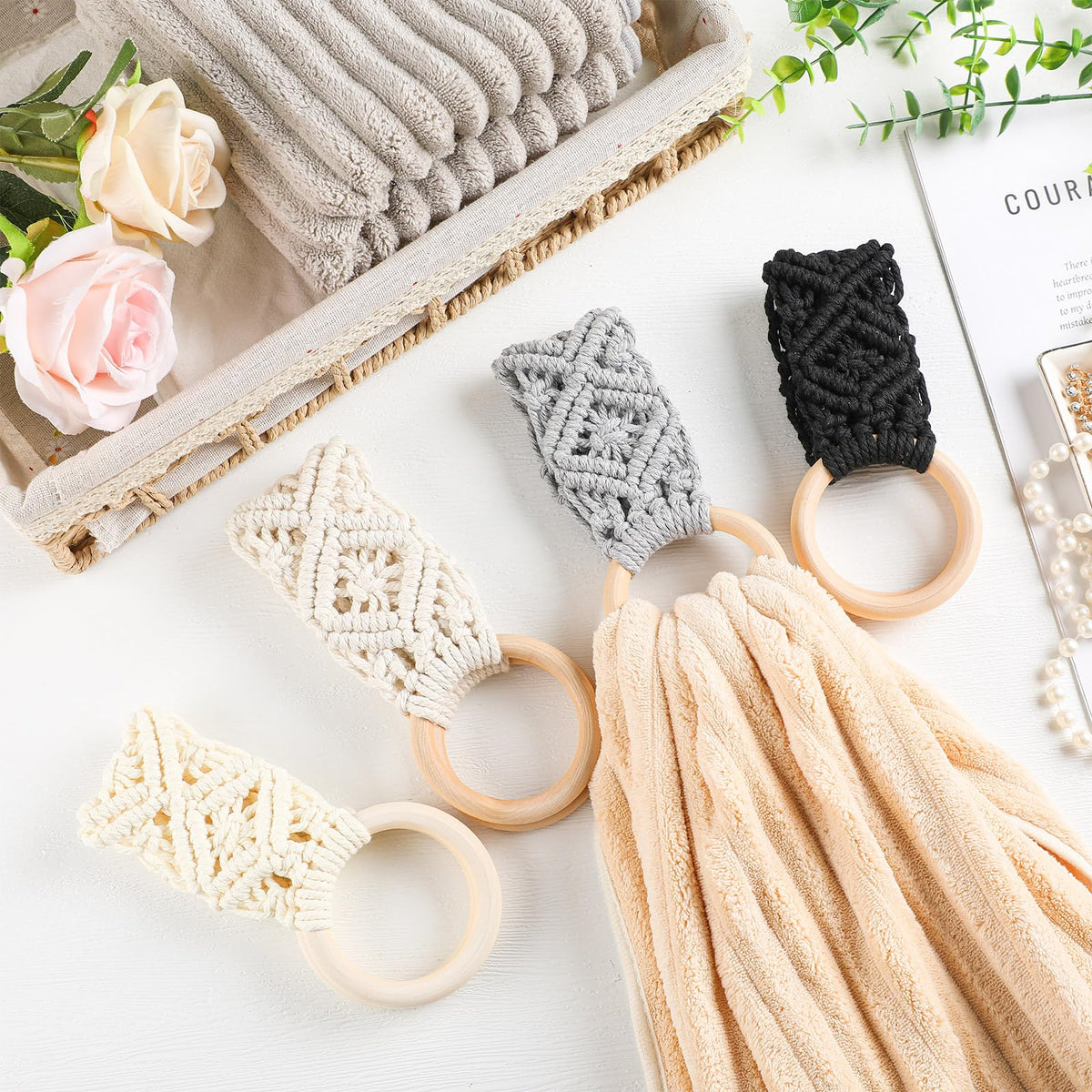 Tioncy crochet towel holder design adds warm handmade style to the kitchen