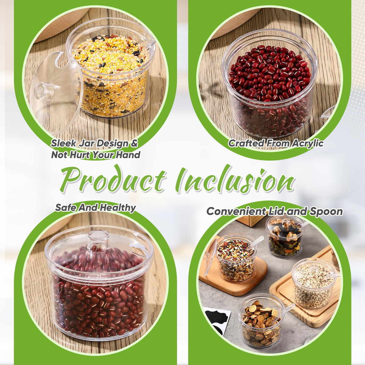 Tioncy hot cocoa bar supplies clear jars with spoons ideal for beverages.