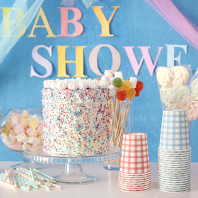 Tioncy party-picnic cups in gingham, ideal for casual entertaining