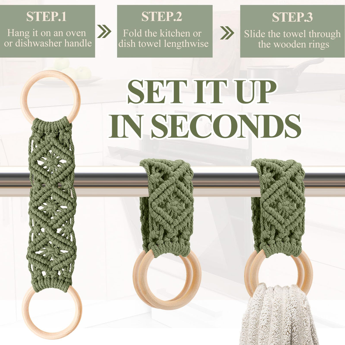 Tioncy soft cotton yarn knit towel holder provides a non-slip surface.