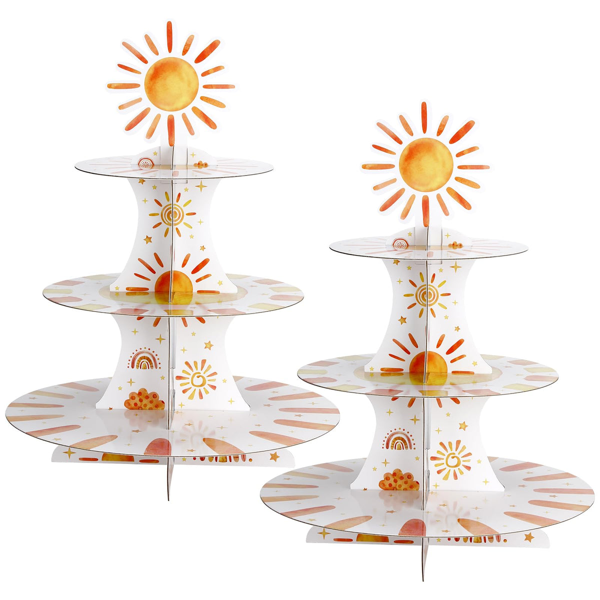 Tioncy sun-pattern 3-tier cupcake stand for party display and easy serving