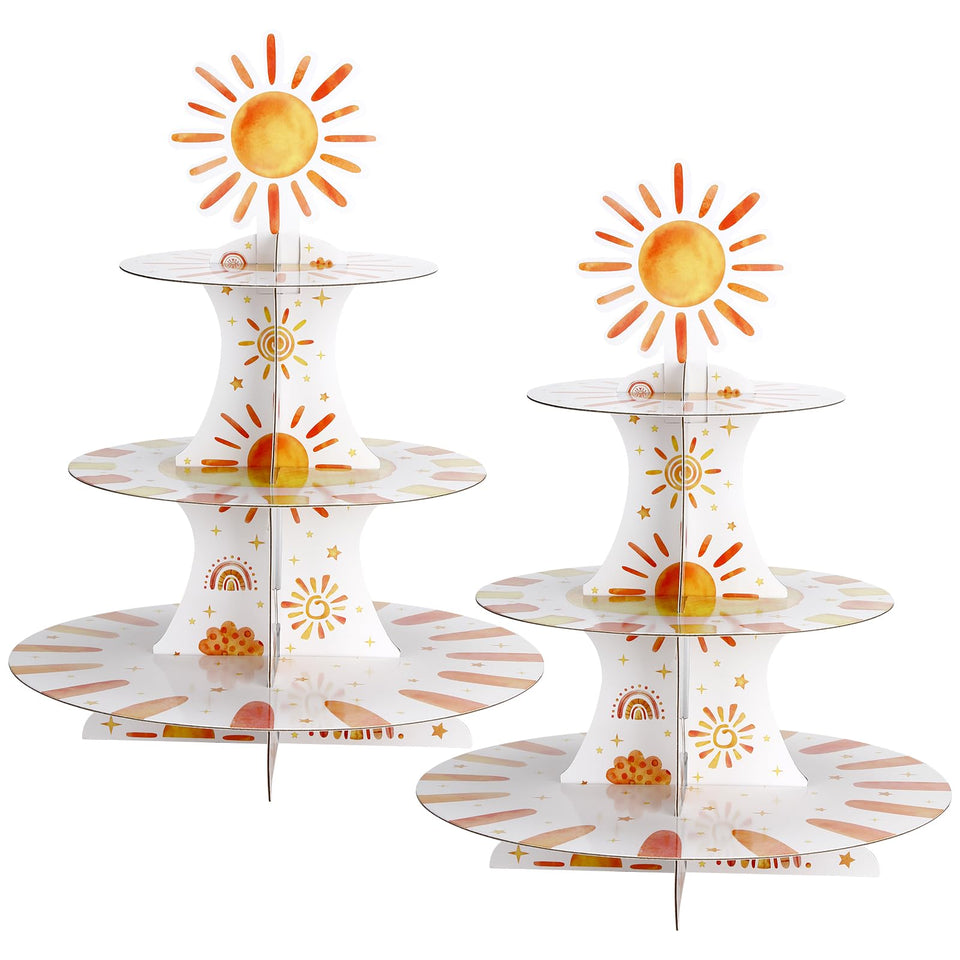 Tioncy sun-pattern 3-tier cupcake stand for party display and easy serving