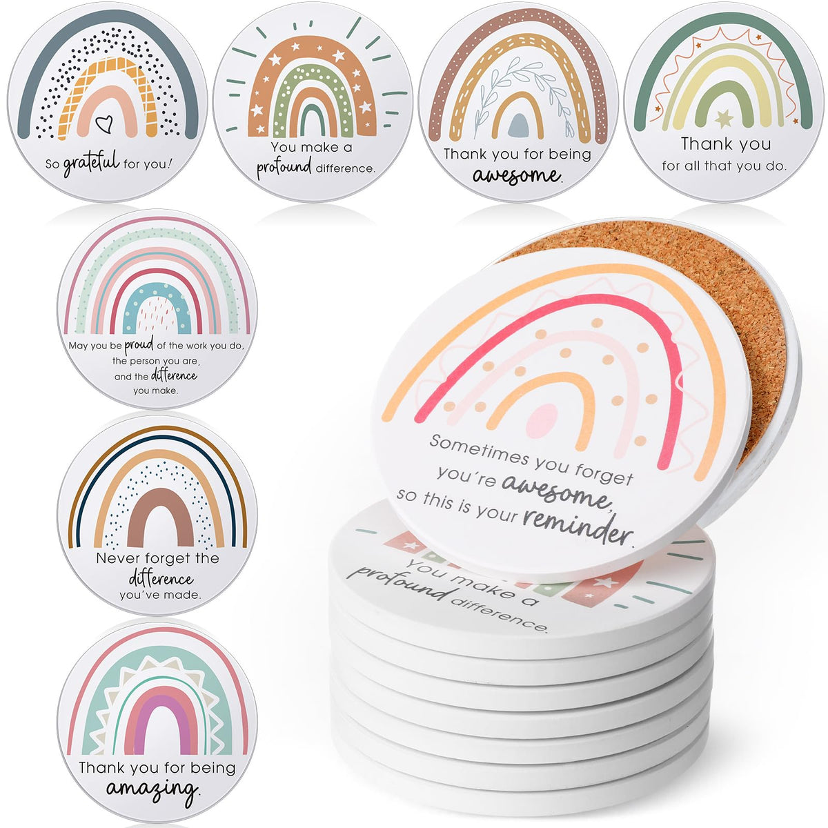 Tioncy thank-you coasters with ceramic absorbent top protecting surfaces