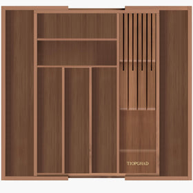 TIOPGHAD bamboo drawer organizer keeps utensils neatly stored and accessible.