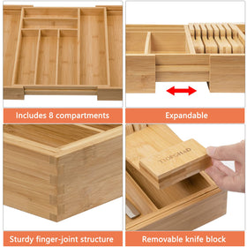 Multi-functional storage consolidates tools, reducing time spent searching for utensils.