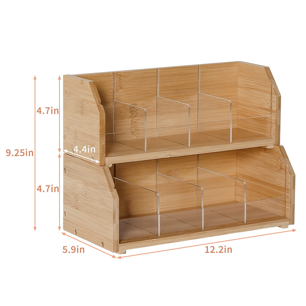 TIOPGHAD bamboo tea box storage showcases natural finish and sturdy construction.