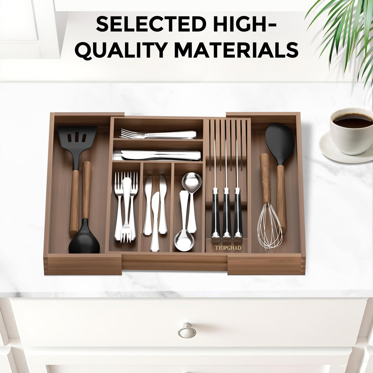 TIOPGHAD-natural-bamboo-finish adds warm, durable style to the kitchen.