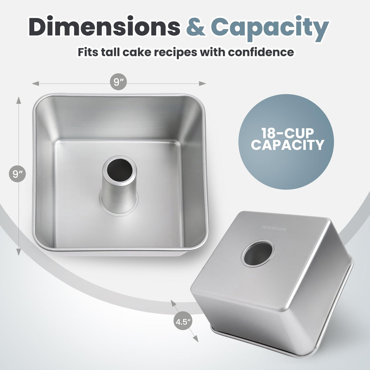 TiParthenos square-edge pan enables neat, uniform slices for gatherings.