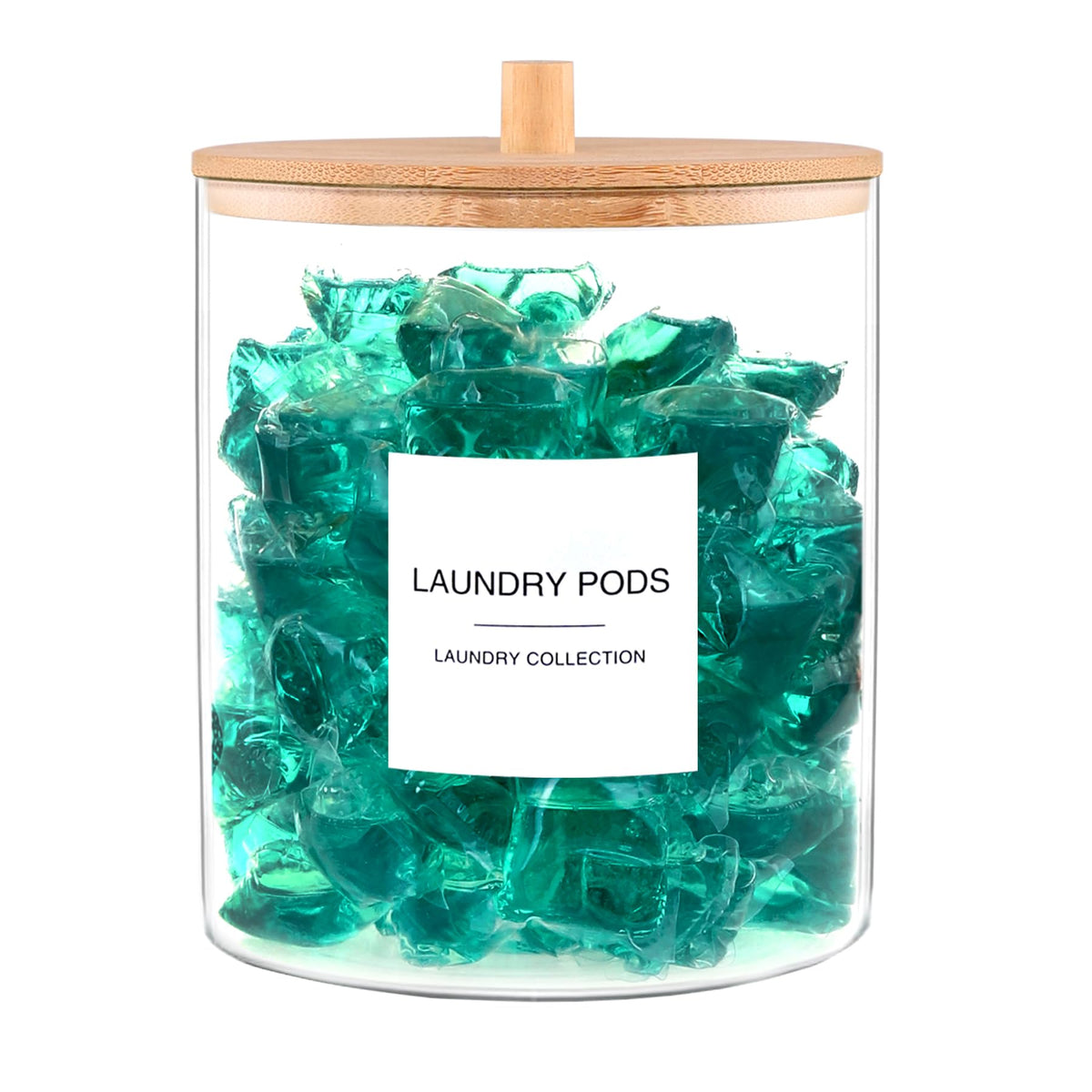 TIPGO glass jar with bamboo lid and wide mouth for easy loading.