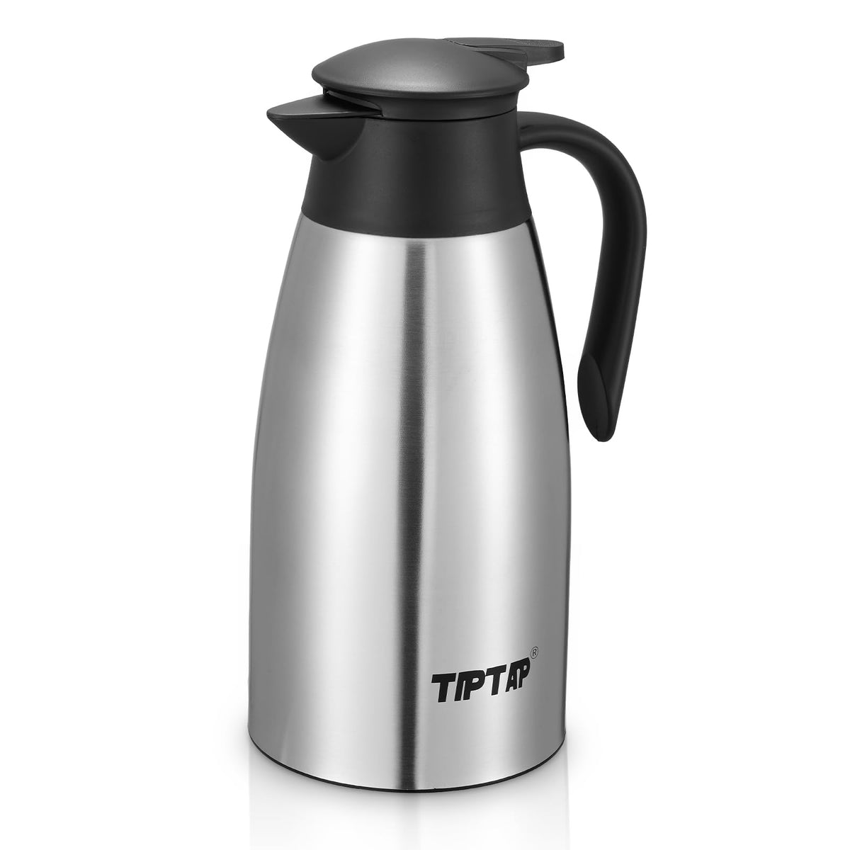 TIPTAP 70oz thermal carafe with rugged stainless steel keeps beverages fresh and flavorful