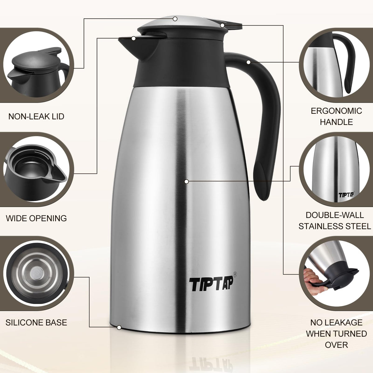 TIPTAP bent handle enables comfortable single-handed pouring