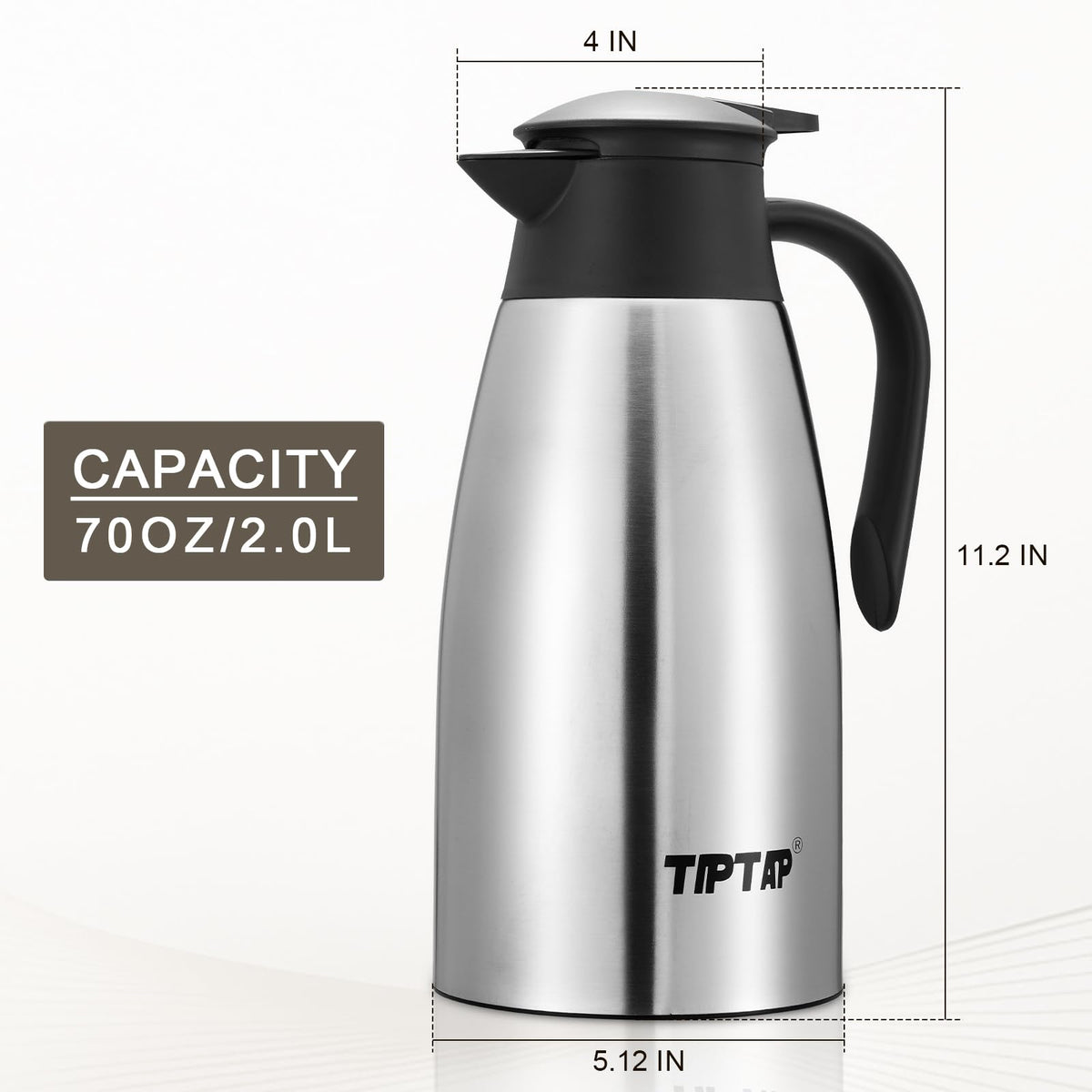 TIPTAP stainless steel insulated body preserves temperature and taste over hours