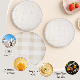 Elastic edges provide a secure fit for Tirphy bowls, baskets, and containers.