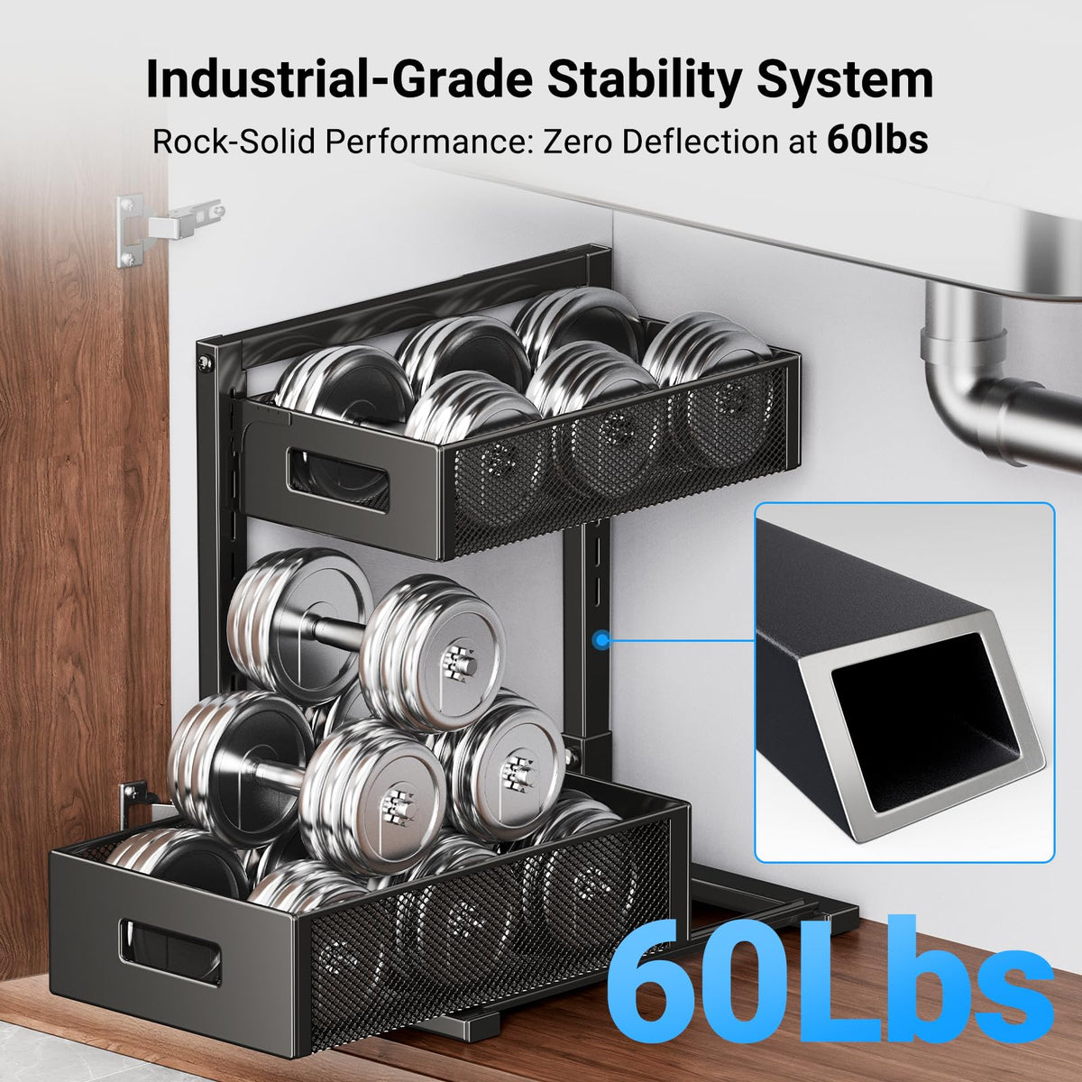 TISTAYA heavy-duty steel construction supports sturdy storage.