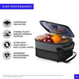 Titan lunch bag carried with shoulder strap for versatile on-the-go use.