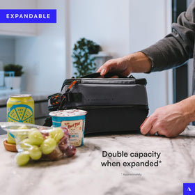Interior of Titan expandable lunch bag showing nearly doubled capacity.
