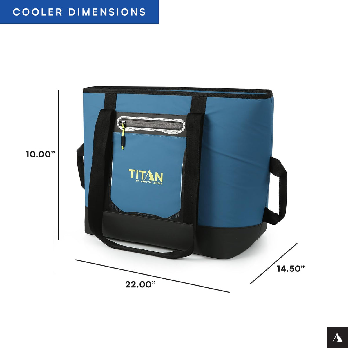 Titan Deep Freeze Tote Cooler carry handle and shoulder strap for convenient transport.