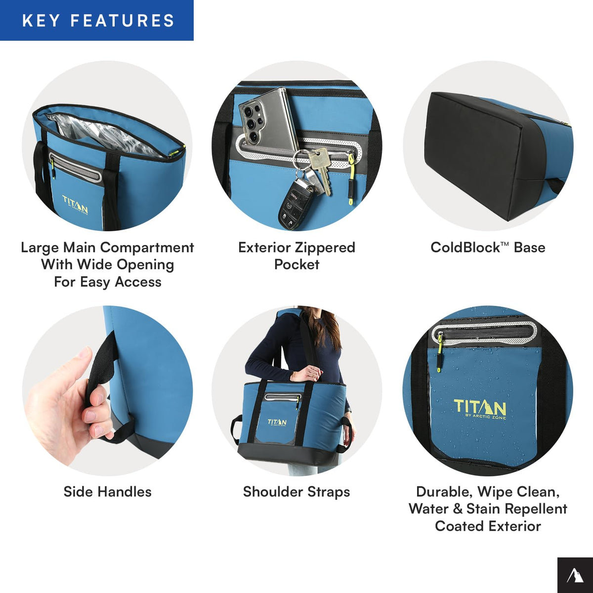 Titan Deep Freeze Tote Cooler exterior pocket for keys and phone.