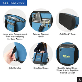 Titan Deep Freeze Tote Cooler exterior pocket for keys and phone.
