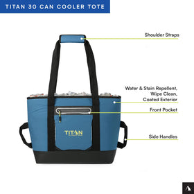 Titan Deep Freeze Tote Cooler radiant heat barrier and triple-layer base boost cooling.