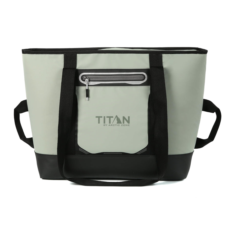 Titan Deep Freeze Tote interior with wide mouth for easy access to cold foods.