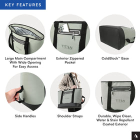 Titan Deep Freeze Tote shows 20 qt interior capacity.