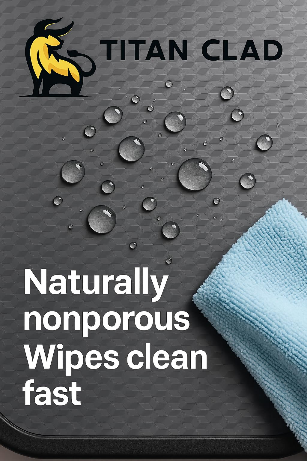 TITANCLAD non-porous titanium surface resists scratches and cleans easily