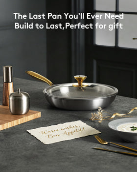 Titanium Wave 10-inch tagine pan delivers even heat for searing.