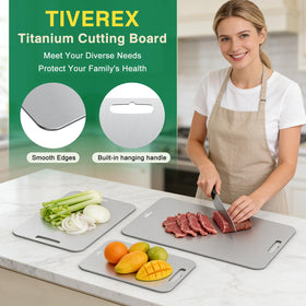 TIVEREX one-piece titanium construction showcased on a professional kitchen setup.