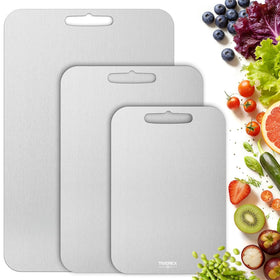 TIVEREX titanium cutting board set of 3 in premium packaging, gift-ready.